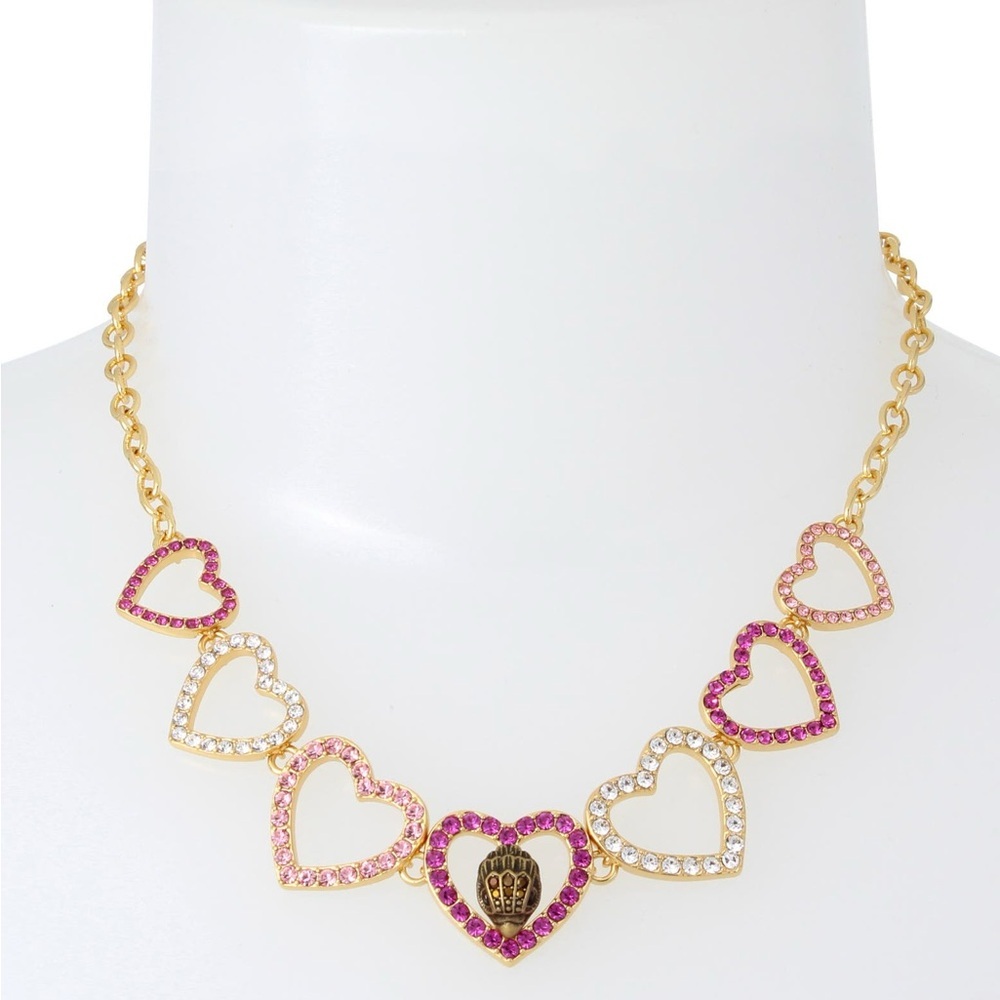 NWT Kurt Geiger Crystal Open Heart Chain Necklace #TSNK